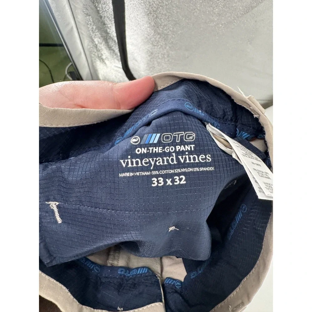 Vineyard Vines On The Go OTG Chino Performance Pants Mens 33x32 Golf Khaki Beige
